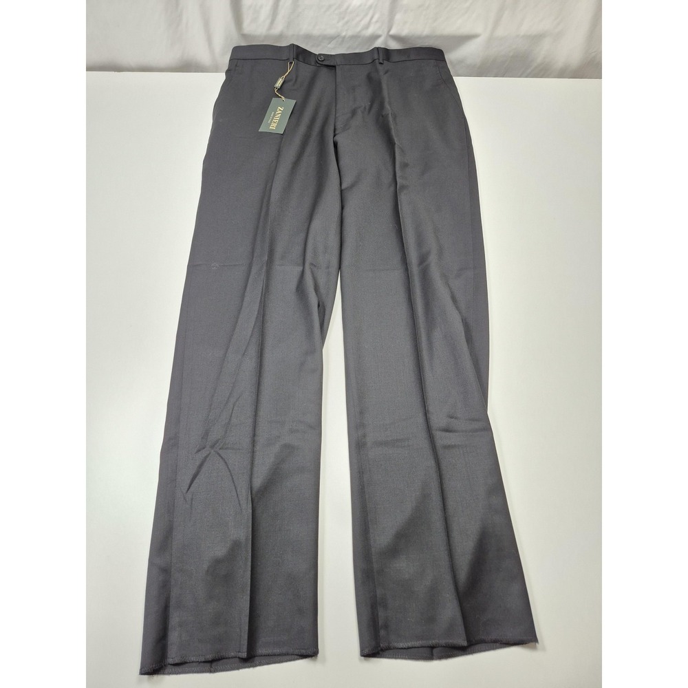 Zanieri Dress Pants Mens 42x36 Gray Wool Flat Front Straight Super 100s NWT